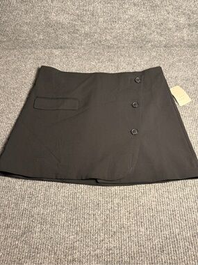 A New Day Black Button-Front Mini Skirt Size 16 NWT